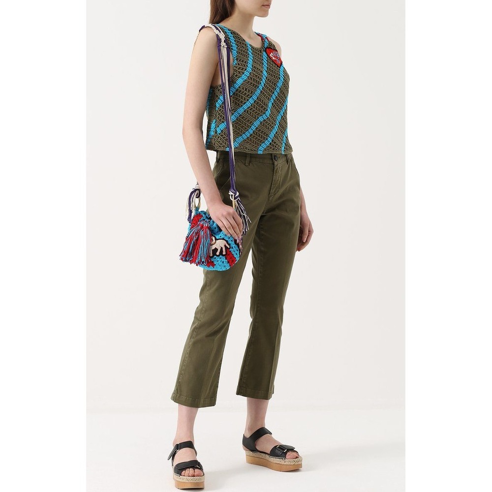 Frame Le Crop Mini Boot Cut Jeans Chino Cropped Pants Olive Green Cotton Size 27
